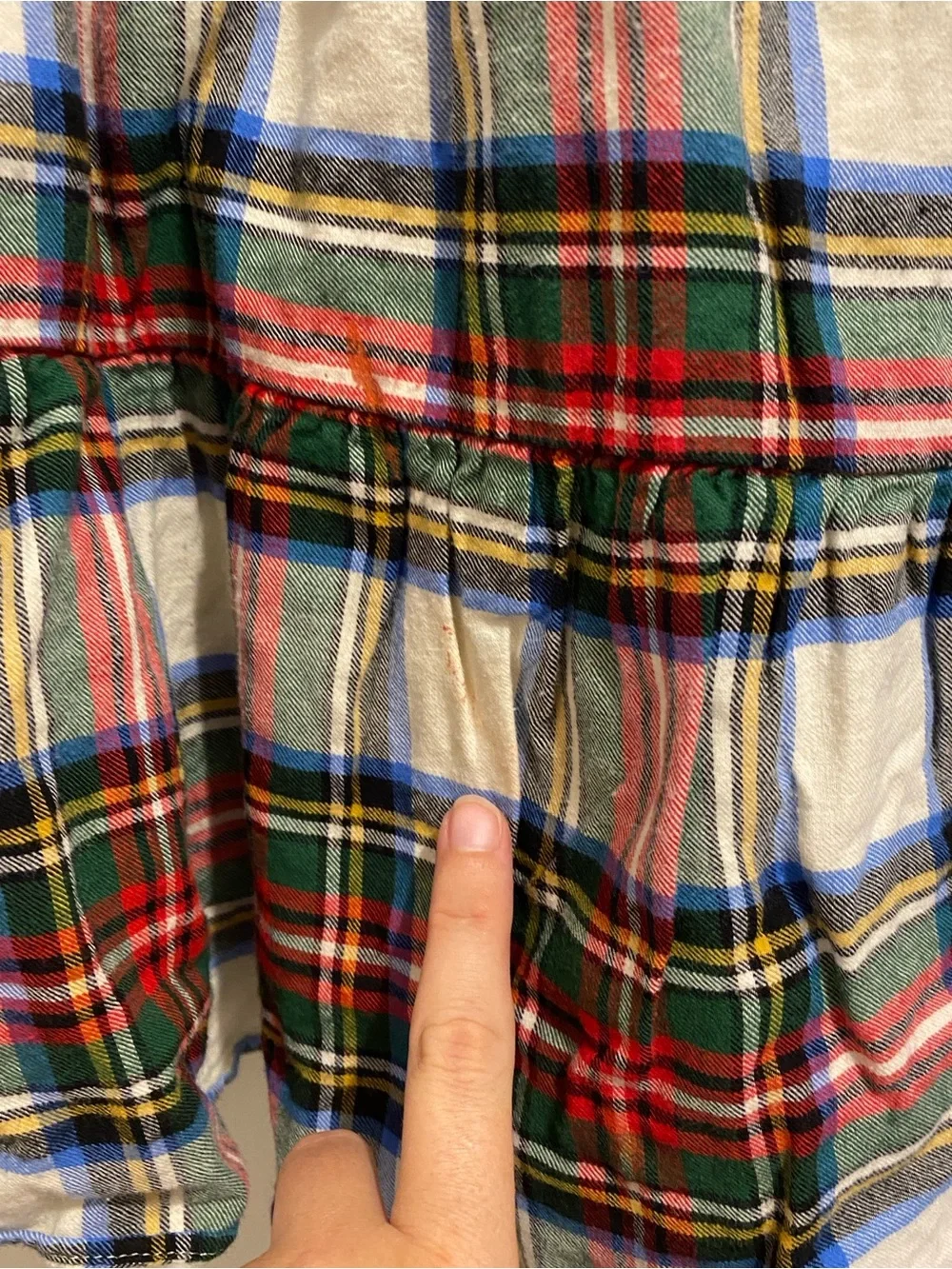 GAP Girls Plaid Tiered Long-Sleeve Dress - Red, Green, Blue, Cream